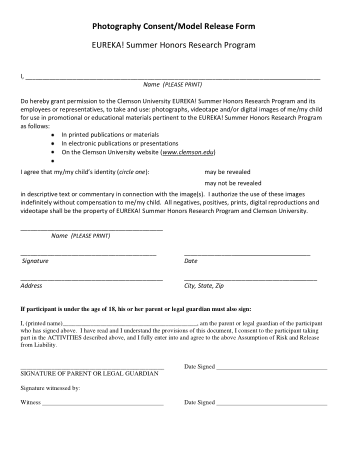 Photography Consent and Model Release Form Template