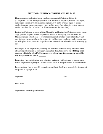 Photography Consent Form Example Template