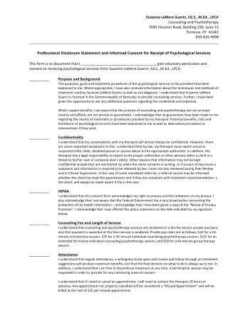 Free Download PDF Books, Professional Disclosure Informed Consent Form Template