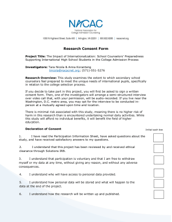 Research Project Consent Form Template