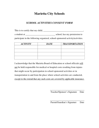 Free Download PDF Books, School Activities Consent Form Template