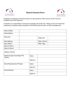School Consent Form Example Template
