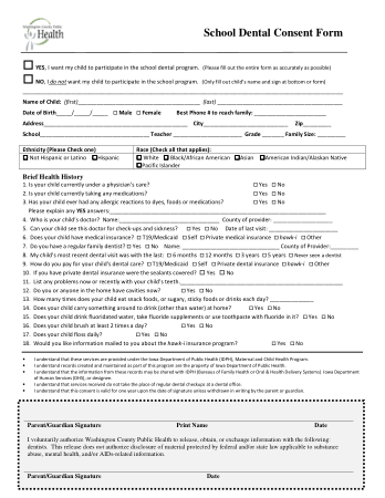 Free Download PDF Books, School Dental Consent Form Template