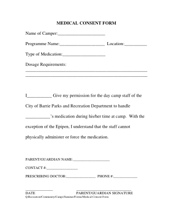 Simple Medical Consent Form Template