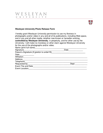 University Photo Release Form Template