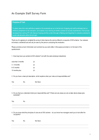 An Example Staff Survey Form Template