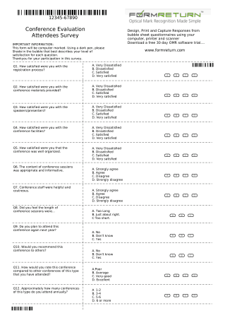 Conference Evaluation Attendees Survey Form Template