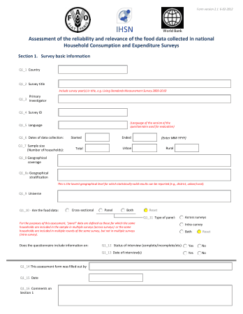 Free Download PDF Books, Food Expenditure Survey Form Template