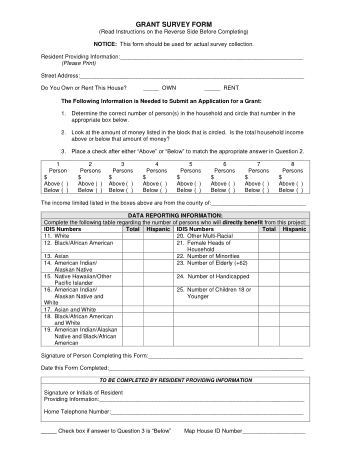 Grant Survey Form Template