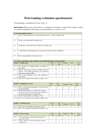 Pre Training Evaluation Survey Form Template