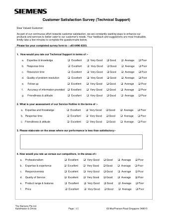 Product Satisfaction Survey Form Template