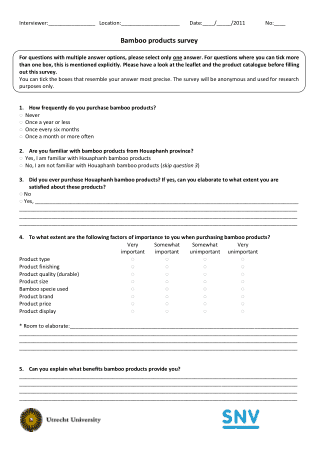 Product Survey Form Example Template