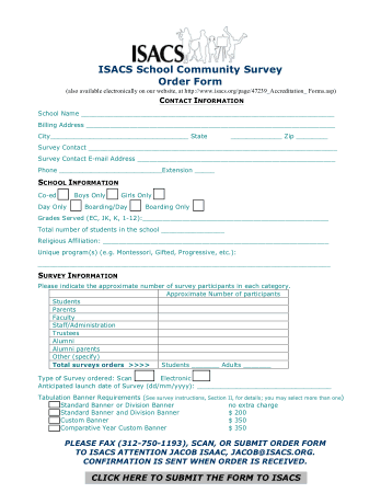 School Community Survey Order Form Template