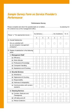 Service Provider Performance Survey Form Template