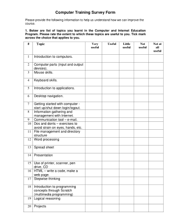 Staff Training Survey Form Template