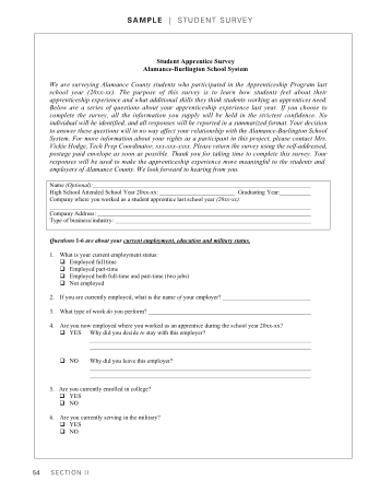 Student Apprentice Survey Form Template