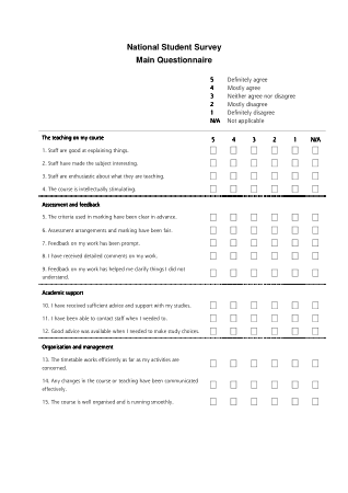 Free Download PDF Books, Student Survey Questionnarie Form Template