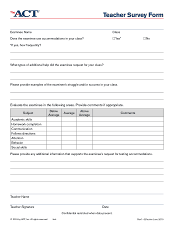Teacher Survey Form Template