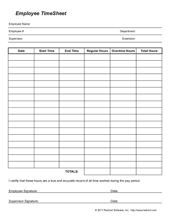 Payroll Timesheets For Employees Template