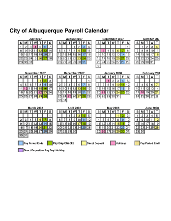 Sample Payroll Calendar Template