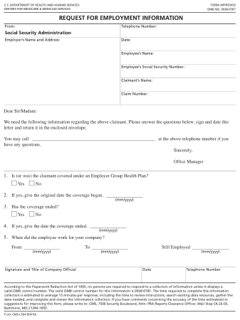 Rerquest for Employee Verification Form Template
