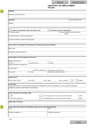 Temporary Employment Contract Form Template