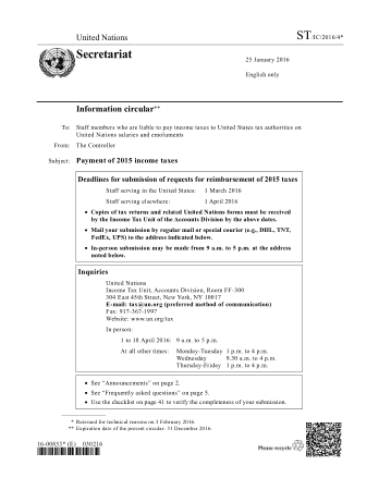 United Nations Self Employed Tax Form Template