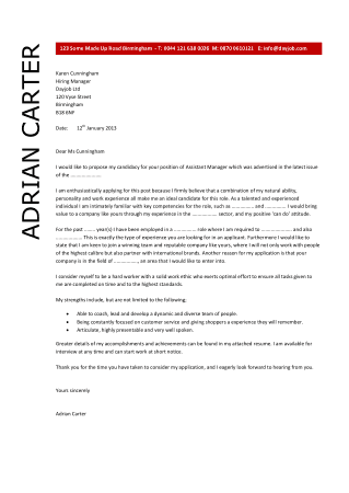 Customer Service Manager Cover Letter Template