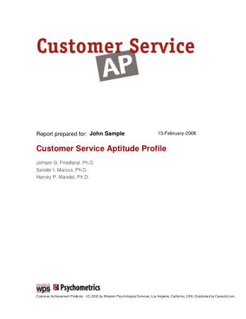 Customer Service Profile Sample Template