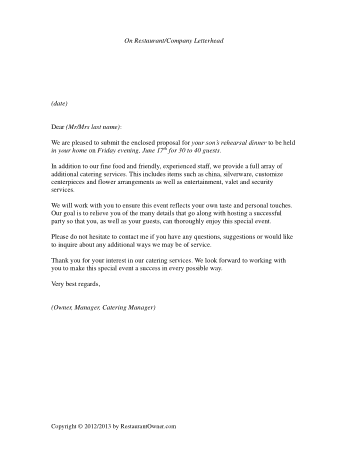 Food Catering Proposal Letter Template
