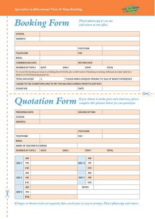 Free Download PDF Books, Booking Quotation Form Template