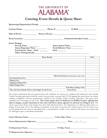 Catering Price Quotation Template