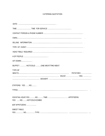 Food Catering Quotation Template