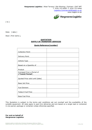 Goods Supply Quotation Template