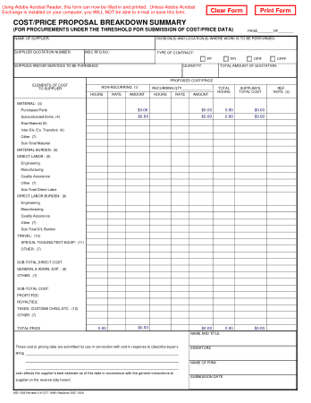 Proposal For Price Quotation Template