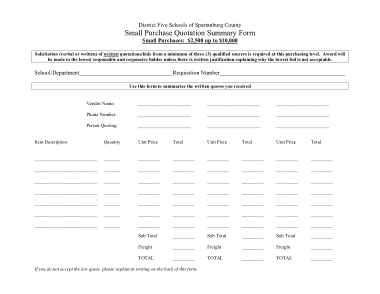 Purchase Quotation Form Template