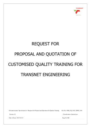 Request For Proposal Quotation Template