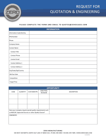 Request For Quotation and Engineering Template