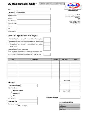 Sales Order Quotation Template