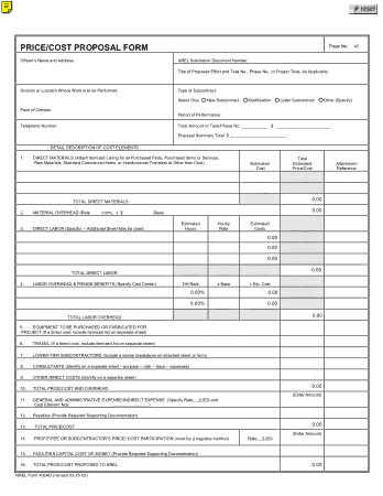 Sample Price Quotation Proposal Template