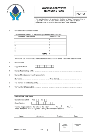 Work Order Quotation Template