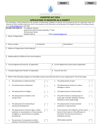 Application To Register Charity Template