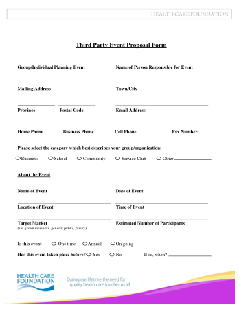Basic Charity Event Proposal Template