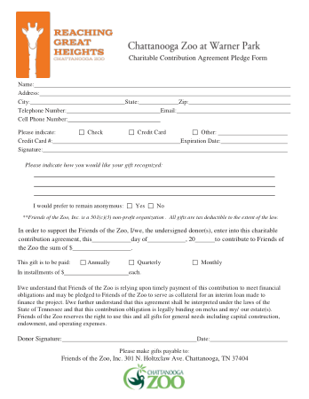 Free Download PDF Books, Charitable Agreement Pledge Form Template