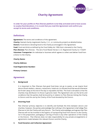 Free Download PDF Books, Charity Agreement Template