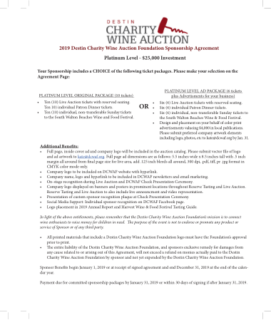 Charity Auction Foundation Sponsorship Agreement Template