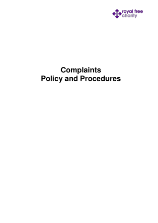 Charity Complaints Policy and Procedures Template