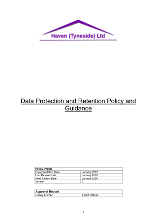 Charity Data Retention Policy Exceution Template