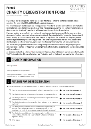 Charity Deregistration Form Template