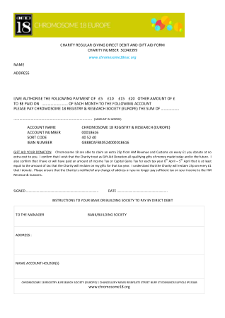 Charity Direct Debit Gift Aid Form Template